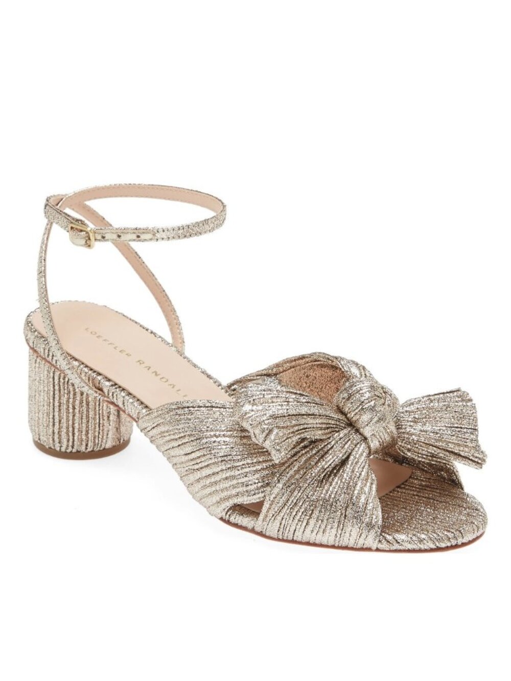 $380 Loeffler Randall Dahlia BOW Ankle Strap Knotted Sandal CHAMPAGNE 8 (DD19)